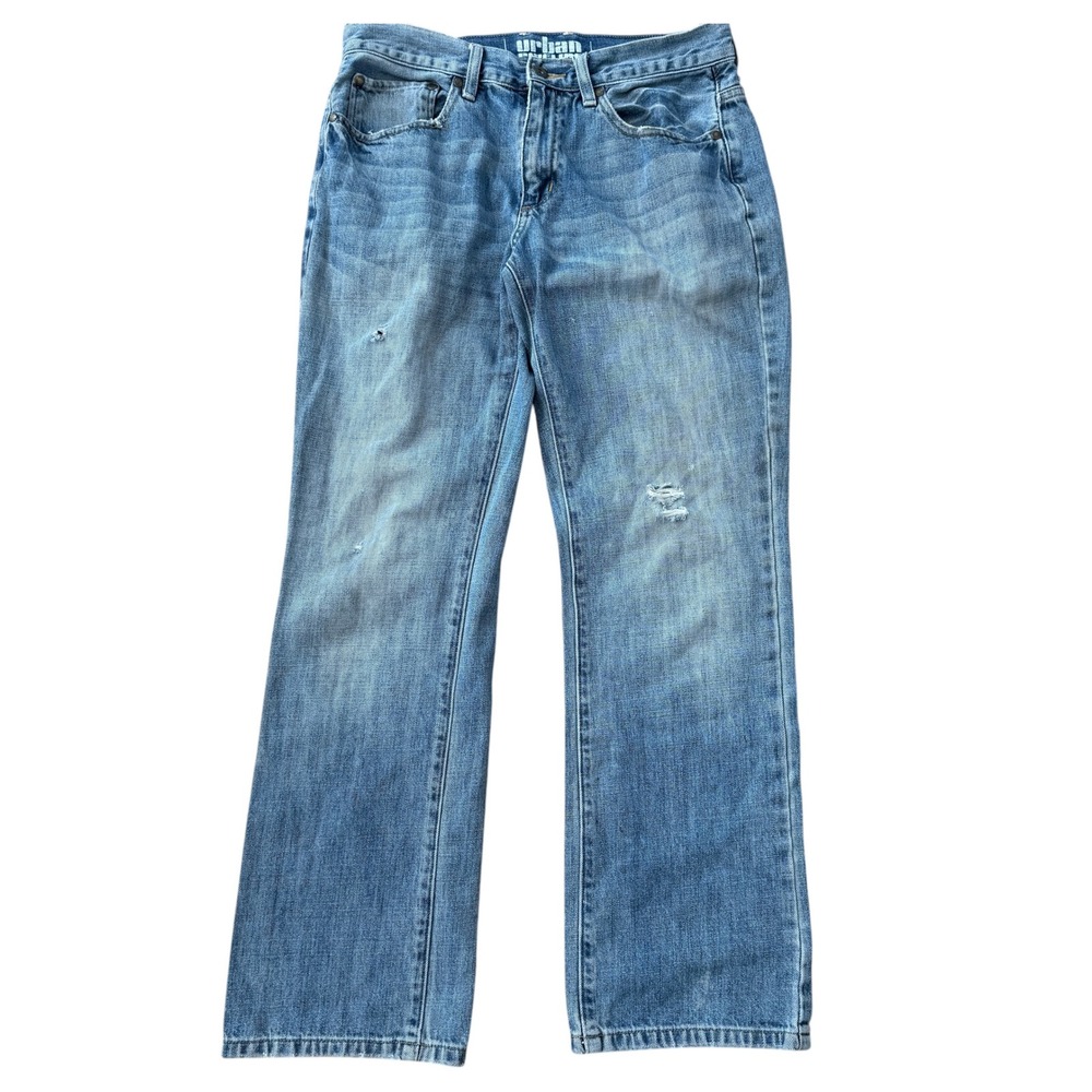 Urban Pipeline Slim Straight Jeans Mens 30x30 Light Wash Distressed Denim Y2K